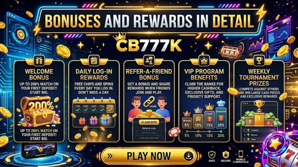 CB777K game bonuses and rewords
