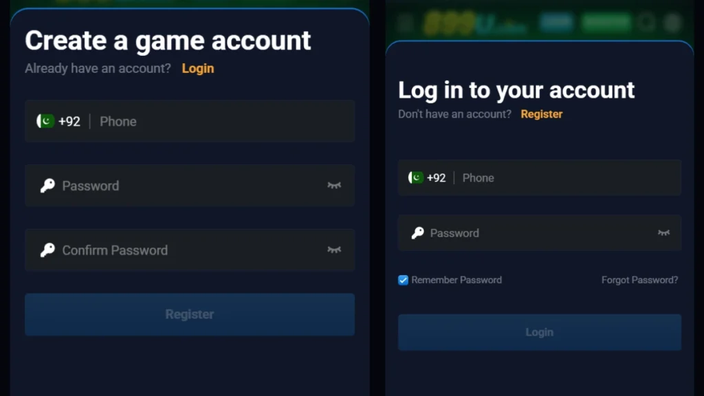 899U Game register and login Pakistan Android 2026