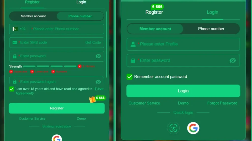 A6 WIN Game Register and Login Pakistan Android 2026