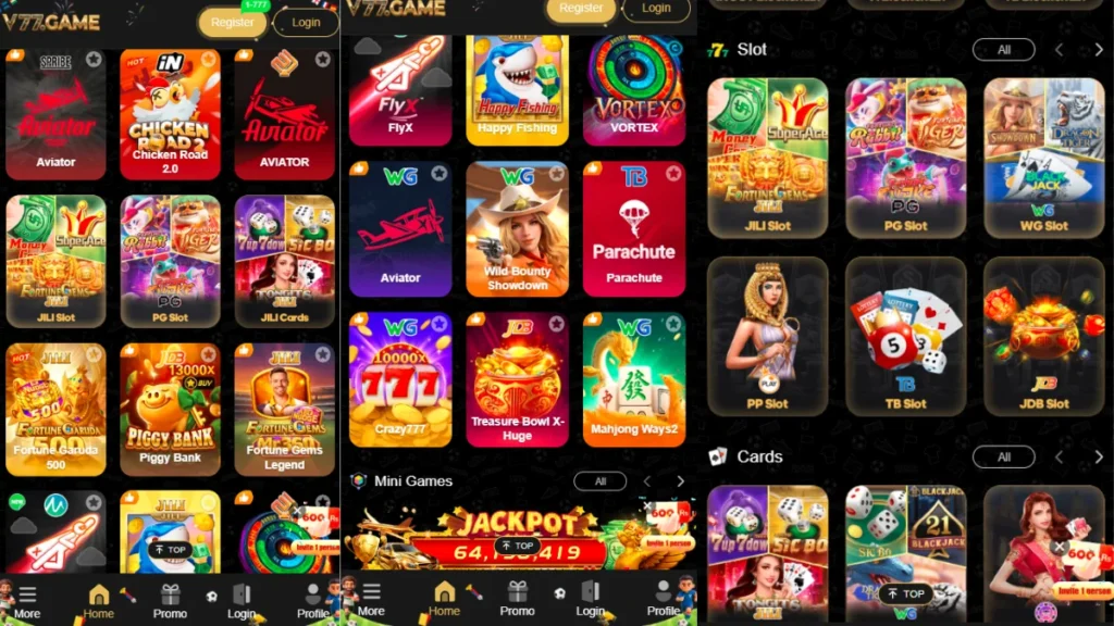 Games and Modes Available in V77 Game